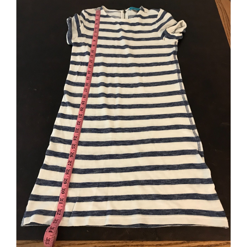 Alice + Olivia Blue White Striped Mini Dress Rolled Sleeve Cotton XS - Picture 6 of 9